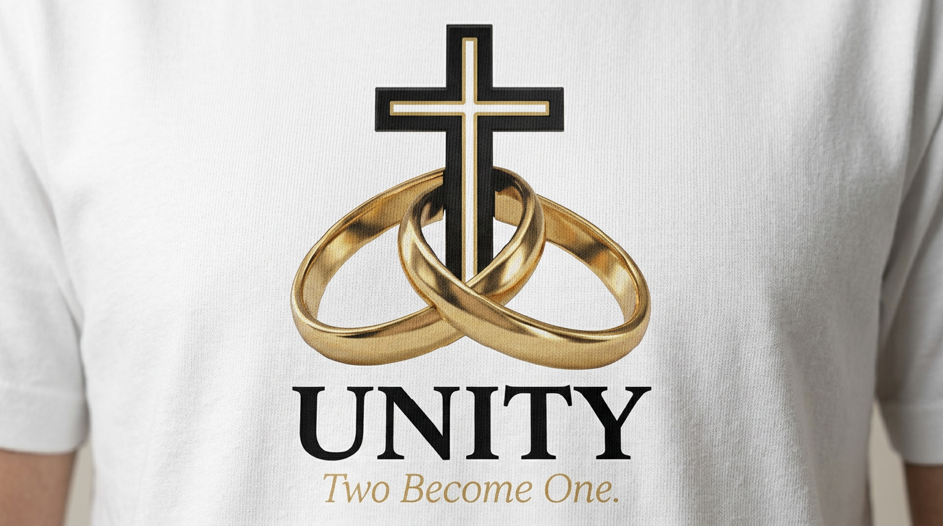 UNITY chest graphic—rings and cross