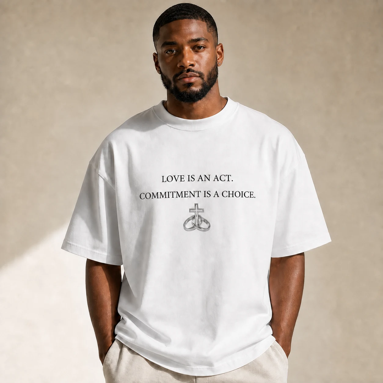 Approved Love Is an Act and Commitment Is a Choice heavyweight tee mockup